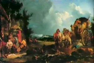 Sosta Di Soldati Davanti Ad Una Casa Colonica by Francesco Giuseppe Casanova