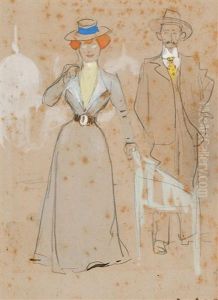 Miquel Utrillo Con Una Joven