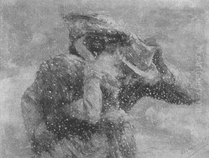 A Woman And A Man In A Snowstorm A Woman And A Man In A Snowstorm