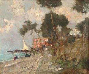 Fisherfolk On The Capri Coast by Giuseppe Casciaro