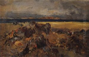 Sulla Spiaggia A Lschia by Giuseppe Casciaro