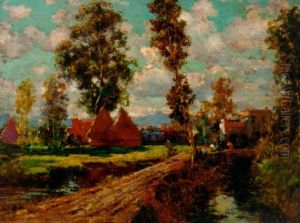 A Sunlit Italian Landscape by Giuseppe Casciaro