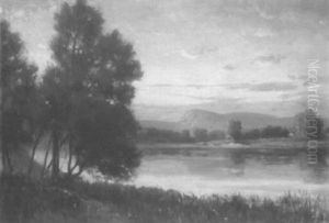 River Landscape At Sunset by Edmund Elisha Case