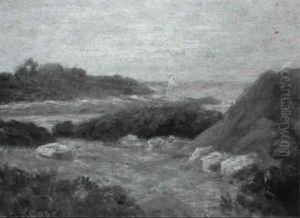 Landscape/view With A Harbor Inlet by Edmund Elisha Case