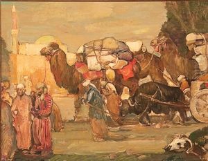 Caravan With Camels by Ettore Caser