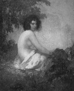 Draped Nude Seated by Ettore Caser