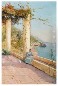 Portrait De Madame Casile Sur Sa Terrasse by Alfred Casile