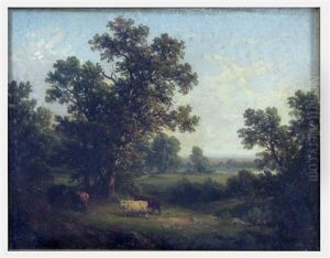 Untitled (landscape With Cows And Distant Pond) by John William Casilear