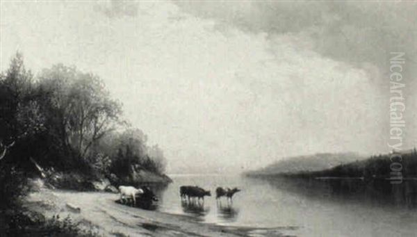 Cattle Watering, Autumn - view 1