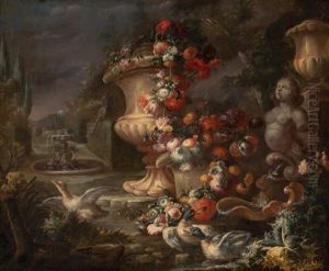Still Life With Urns And Duck by Nicola Casissa
