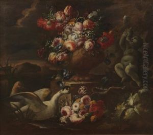 Bouquet De Fleurs Avec Canards by Nicola Casissa