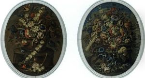 Bouquets De Fleurs Dans Un Vase En Bronze (+ Another; Pair) Bouquets De Fleurs Dans Un Vase En Bronze (+ Another; Pair)