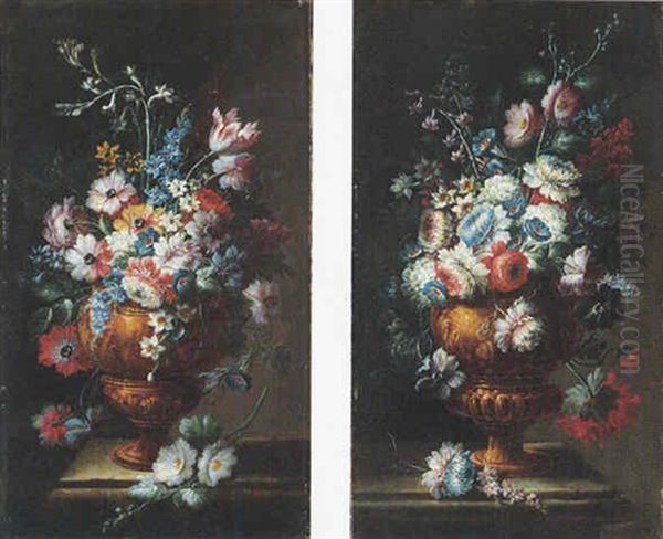 Still Life Of Various Flowers In A Gilt Vase - view 1