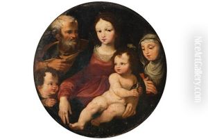 La Sainte Famille Avec Le Jeune Saint Jean Baptiste Et Sainte Catherine De Sienne by Alessandro Casolani