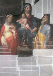 The Madonna And Child Enthroned With Saints Lucy And Peter by Alessandro Casolani