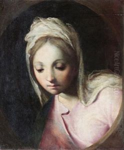 Portrait De Jeune Femme, Un Voile Blanc Sur La Tete
