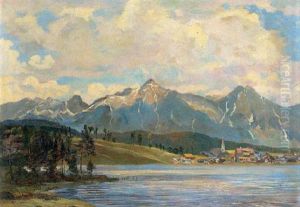 Dorf Am See Mit Wetterstein by Reinhard Caspar