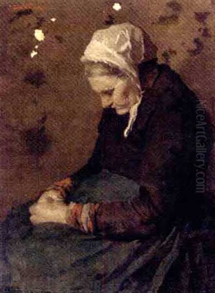 Portrait Of An Elderly Lady In A White Bonnet, Sleeping In A Chair - view 1
