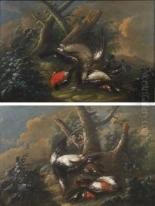 Oiseaux Sur Fond De Paysage (pair) Oiseaux Sur Fond De Paysage (pair)