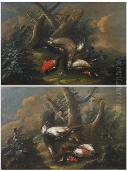 Oiseaux Sur Fond De Paysage (pair) - view 1