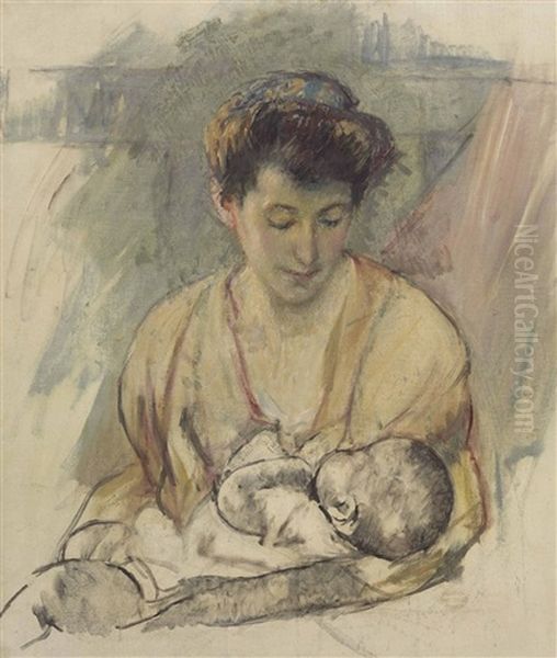 Mother Rose Looking Down At Her Sleeping Baby - view 1