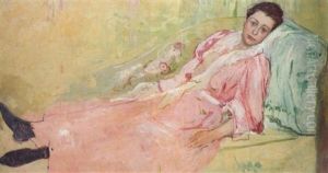 Lydia Reclining On A Divan by Mary Cassatt