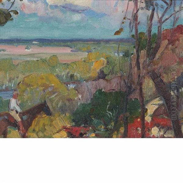 Horse And Rider In A Landscape - view 1