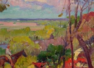 Horse And Rider In Landscape by Gerald Cassidy
