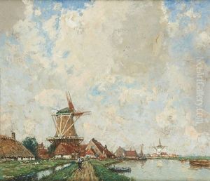 Promeneurs Sous Le Moulin by Hendrick Cassiers