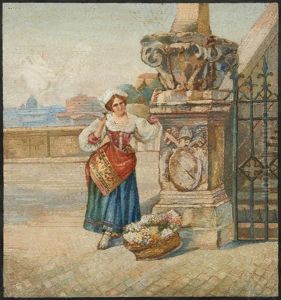 Une Jeune Femme Au Panier Fleuri by Lorenzo Cassio