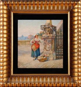 Jeune Femme Au Panier Fleuri A La Trinita Del Monti Jeune Femme Au Panier Fleuri A La Trinita Del Monti