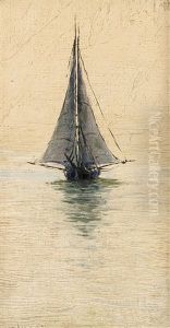 Segler Auf Ruhiger See by Giovanni Castagneto