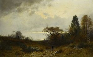 Herbstliche Landschaft Mit Jager by Elisee Jules Gustave Castan