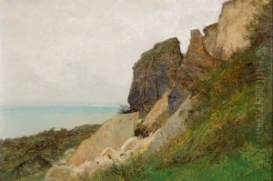Felslandschaft Mit Blick Auf See by Gustave Castan
