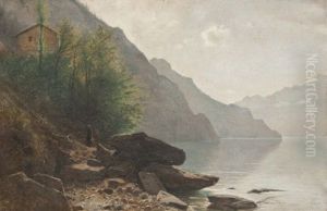 Vue Du Lac Des Quatre Cantons, Prise Des Rives De Brenner (suisse) by Gustave Castan