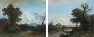 Paysage De Mediterranee (+ Paysage Alpin; Pair) by Gustave Castan