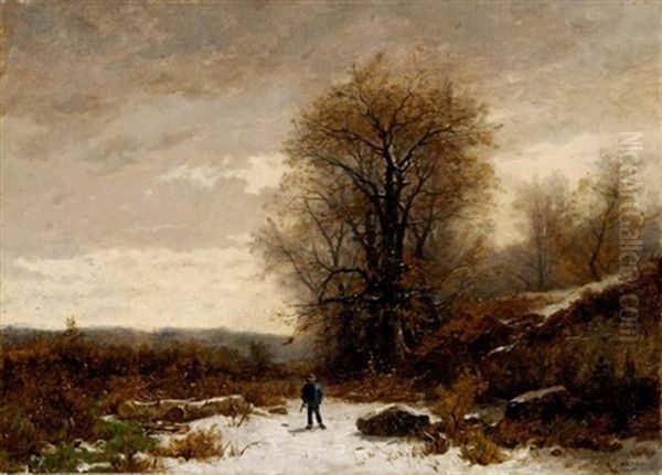 Paysage D'hiver Avec Chasseur - view 1