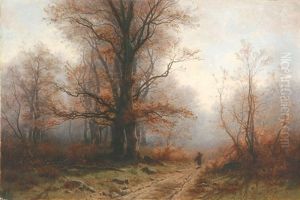Reisig Sammelndes Kind In Herbstlichem Wald