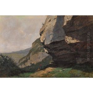 Felsige Landschaft Mit Staffage by Gustave Eugene Castan
