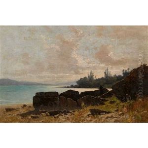 La Pointe De La Lance Au Lac De Neuchatel by Gustave Eugene Castan
