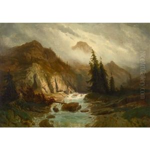 Wilder Gebirgsbach by Gustave Eugene Castan