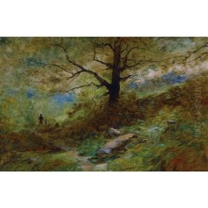 Waldweg Mit Bauerin Und Kind by Gustave Eugene Castan