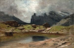 Der Gemmipass Bei Schwarenbach Im Wallis by Gustave Eugene Castan