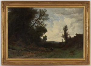 Paysage De Campagne Anime by Gustave Eugene Castan