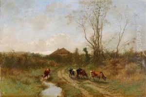 Landschaft Mit Bauernhof Und Kuhen Landschaft Mit Bauernhof Und Kuhen
