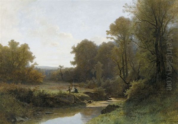 Sommerliche Bachlandschaft Mit Staffage - view 1