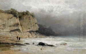 Felsige Kustenpartie Mit Staffage by Gustave Eugene Castan