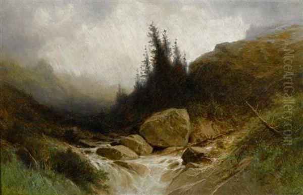 Berglandschaft Mit Einem Bach Im Vordergrund - view 1