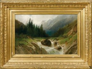 Paysage De Montagne En Suisse by Gustave Eugene Castan
