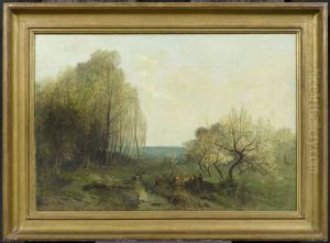 Fruhlingslandschaft Mit Einem Liebespaar Fruhlingslandschaft Mit Einem Liebespaar